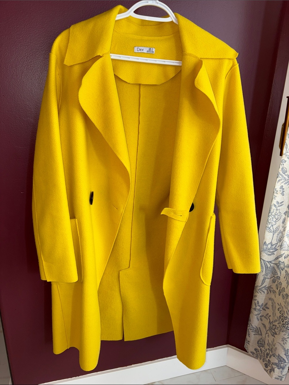 Dex Bright Yellow Open-Front Trench Coat